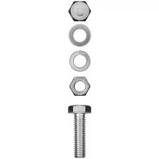 ЗУБР M8 x 20 мм, 6 шт., болт с шестигранной головкой в комплекте с гайкой, шайбой, шайбой пружинной 303436-08-020