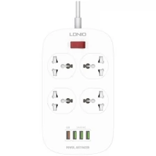 Сетевой фильтр LDNIO SC4407Q/ 2м/ 4 роз. EU_UK_US/ 2500W/ 4 USB+QC 3.0/ Выкл. на роз./ черный