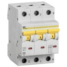 Выключатель автоматический модульный 3п D 40А 6кА ВА47-60M IEK MVA31-3-040-D (1 шт.)