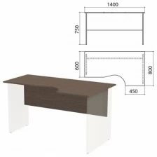 Столешница, царга стола эргономичного "Канц" 1400х800х750 мм, правый, цвет венге, СК30.16.1